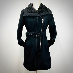 Guess Black Wool Trench Style Jacket/Coat